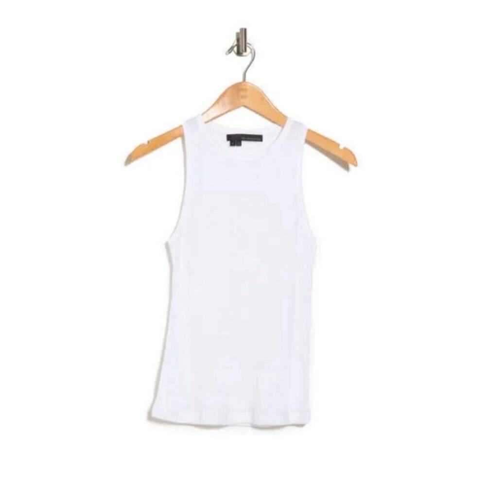 360 Sweater Ribbed Tank in White.
